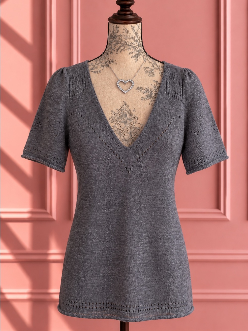 See By Chloé Gray Wool Short Sleeves V-Neck Knit Sweater Size 2